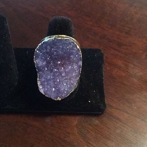 Purple druzy ring
